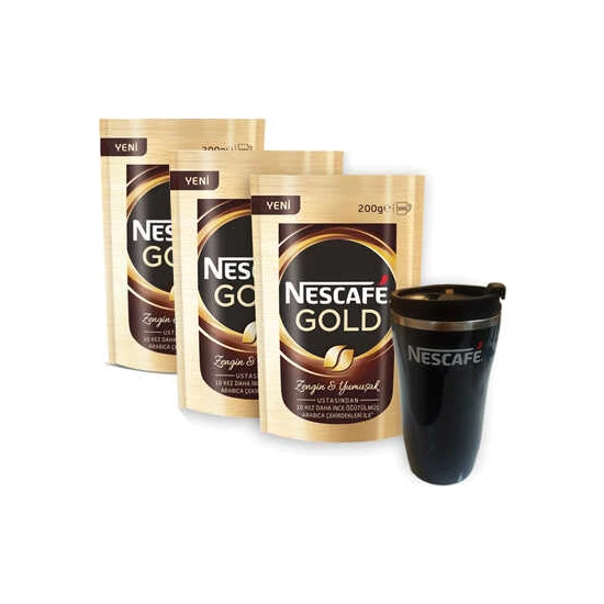 Nescafe Gold Eko Paket 200 gr x 3 Paket Thermo Mug