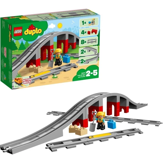LEGO® DUPLO Tren Rayları 10872 - 2 Yaş ve Üzeri Çocuklar için DUPLO Setleriyle Uyumlu Tamamlayıcı Eğitici Oyuncak Yapım Seti (23 Parça)