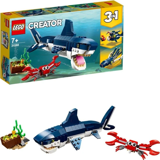 LEGO® Creator 3#ü 1 arada Derin Deniz Yaratıkları 31088- 7  Yaş ve Üzeri Deniz Seven Çocuklar İçin Yaratıcı Yapım Seti (230 Parça)