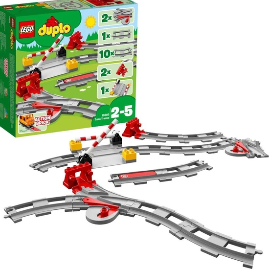 LEGO® DUPLO Tren Rayları 10882 - 2 Yaş ve Üzeri Çocuklar için DUPLO Setleriyle Uyumlu Tamamlayıcı Eğitici Oyuncak Yapım Seti (23 Parça)