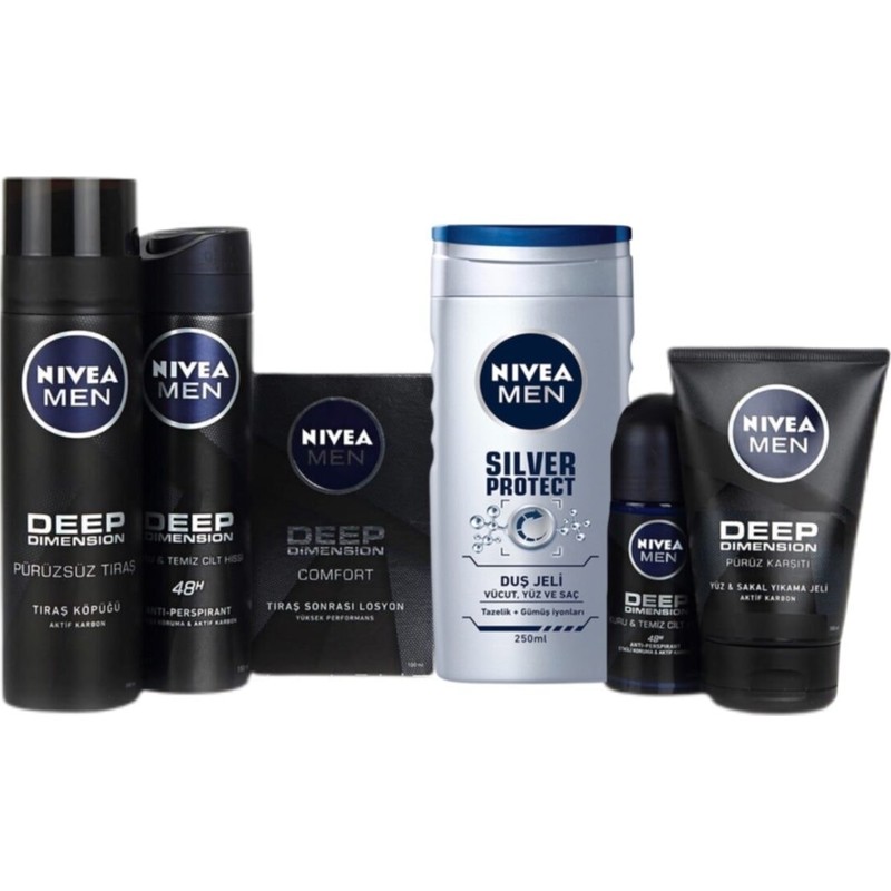 Nivea Erkek Bakım Seti Normal Ciltler İçin Derin Temizlik ve Bakım Ürünleri 250 ml Duş Jeli