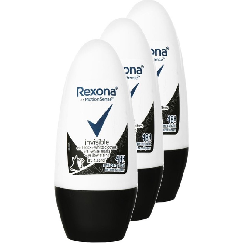Rexona Invisible Black White Kadın Roll-On 50 ml 3'lü Paket