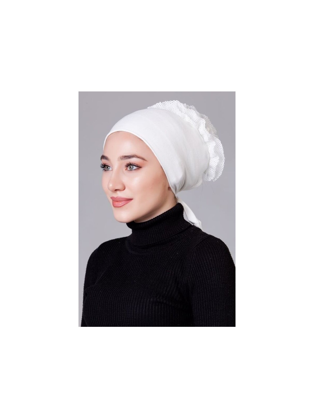 Nanak Taş Rengi Likralı Fırfırlı Kaymayan Bone - Görsel 3