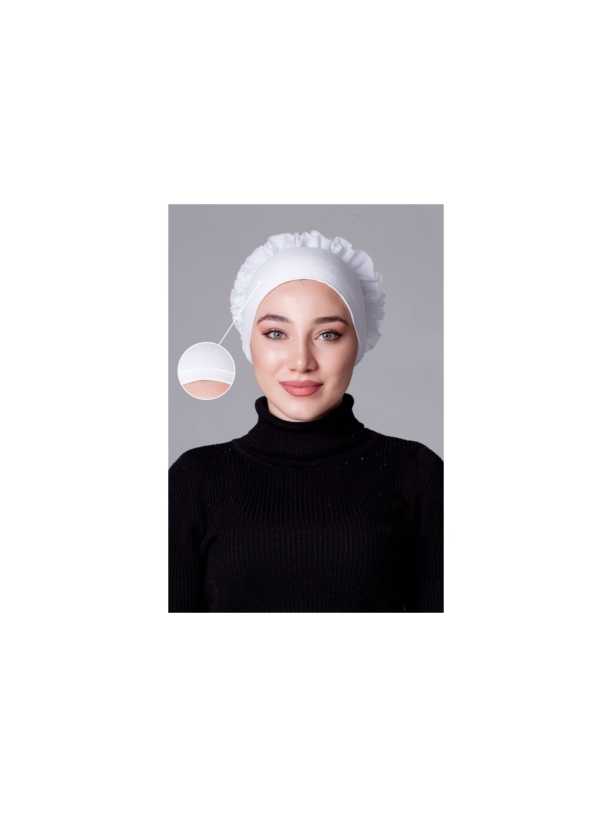 Nanak Taş Rengi Likralı Fırfırlı Kaymayan Bone - Görsel 6