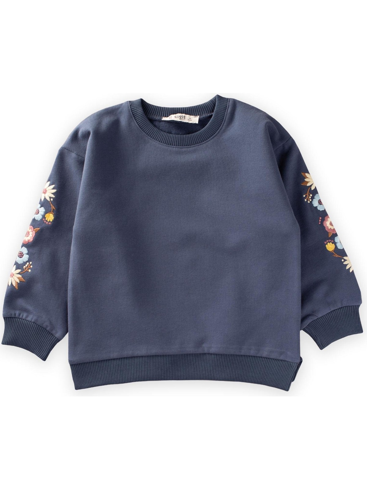 Cigit Kol Nakışlı Sweatshirt 2-10 Yaş Lacivert