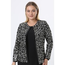 Ladies First Büyük Beden 3814 Siyah Ceket+Bluz Takım