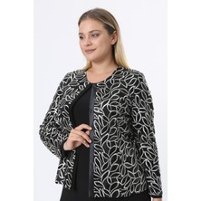 Ladies First Büyük Beden 3814 Siyah Ceket+Bluz Takım
