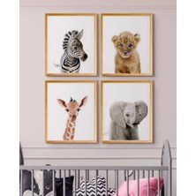 Trend Poster 4 Parça Salon Oturma Odası Ev Dekorasyon Çerçeve Görünümlü Arkası Yapışkanlı Ahşap Mdf Tablo Set
