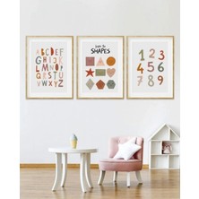 Trend Poster Çocuk / Bebek Odası Şekilleri Öğren %100 Mdf Duvar Tablo Seti 3 Parça