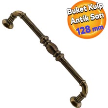 Badem10 Metax Buket Mobilya Mutfak Dolabı Çekmece Dolap Kapak Kulpu Kulbu Antik Sarı 128 mm Metal Kulp