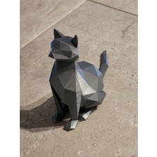 3duman Low Poly Kedi Figürü - Siyah - 10/15 cm