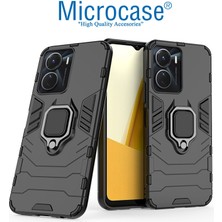 Microcase Vivo Y16 Batman Serisi Yüzük Standlı Armor Kılıf - Siyah AL3349