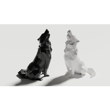 3duman Low Poly Uluyan Kurt Figürü  - Beyaz - 10/15 cm