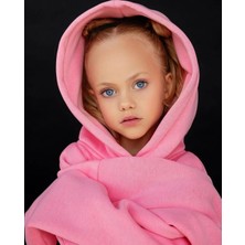 Lolli Boom Kids  Kız Çocuk Nakışlı Slogan Hashtag Oversize Alt Üst Takım Kapüşonlu 3 Iplik Şardonlu