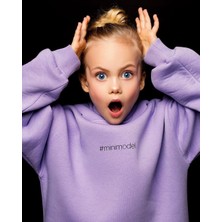 Lolli Boom Kids  Kız Çocuk Nakışlı Slogan Hashtag Oversize Alt Üst Takım Kapüşonlu 3 Iplik Şardonlu