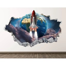 Kt Grup Uzay Araçları Full Hd Baskı 3D Modern Duvar Sticker