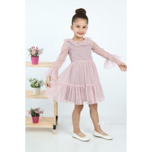 Çocuk Yolu Kids Çocukyolukids Puantiyeli Tüllü Pudra Kız Çocuk Elbise A1111141111016