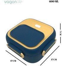 Vagonlife Square Lunch Box Tek Katlı Paslanmaz Çelik Kolay Kilitlenir Sefer Tası – 600 ml