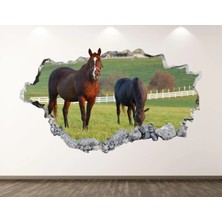 Kt Grup Mustang Vahşi Atlar Full Hd Baskı 3D Modern Duvar Sticker