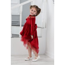 Çocuk Yolu Kids Çocukyolukids Tüllü Piyano Kırmızı Kadife Kız Çocuk Elbise A1111141111007