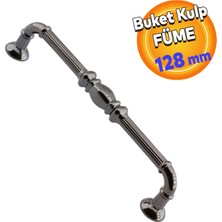Badem10 Metax Buket Mobilya Mutfak Dolabı Çekmece Dolap Kapak Kulpu Kulbu Füme 128 mm Metal Kulp