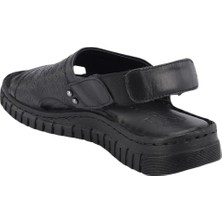 Forelli 38507 Alice-G Siyah Kadın Comfort Deri Sandalet