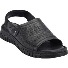 Forelli 38507 Alice-G Siyah Kadın Comfort Deri Sandalet