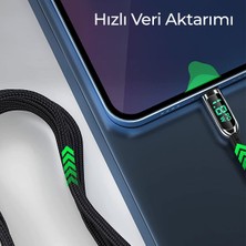 Woyax By Deji Dijital Göstergeli 100w Süper Hızlı Örgülü Type C To Type C Şarj Kablosu 1.2 Metre