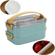 Vagonlife Enjoy Eating Lunch Box Iki Katlı Paslanmaz Çelik Kolay Kilitlenir Sefer Tası – 1400 ml