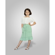 Zana Kids 5-8 Yaş Kız Çocuk Kare Yaka Etekli Takım - Yeşil