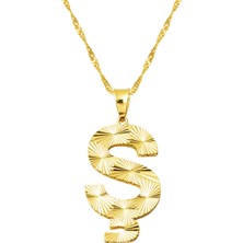 Bilezikci 14 Ayar Altın 3 Boyutlu İşlemeli Ş Harf Kolye