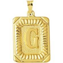 Bilezikci Kare Plakalı G Harf Kolye Ucu 14 Ayar Altın
