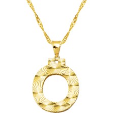 Bilezikci 14 Ayar Altın 3 Boyutlu Işlemeli Ö Harfi Kolye