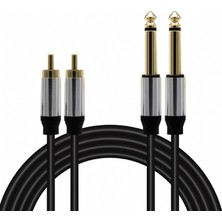 Powermaster LD398 2x 6.3mm Mono Erkek + 2x Rca Erkek 5 Metre Kablo 0,2 M Siyah