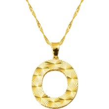 Bilezikci 14 Ayar Altın 3 Boyutlu Işlemeli O Harfi Kolye