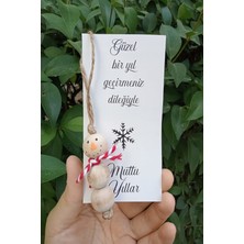 Emtory Home 15 Adet Ahşap Kardan Adam Yılbaşı Temalı Kartlı - Yılbaşı Hediye - Yılbaşı Tebrik Kartı