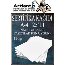 Artlantis A4 Sertifika Kağıdı Kalın 25 Adet Gramajlı Fotokopi Kağıdı 120 gr Tüm Yazıcılara Uyumlu 21X29.7 cm Kalın Baskı Kağıdı