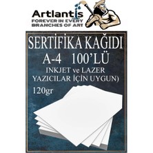 Artlantis A4 Sertifika Kağıdı Kalın 100 Adet Gramajlı Fotokopi Kağıdı 120 gr Tüm Yazıcılara Uyumlu 21X29.7 cm Kalın Baskı Kağıdı