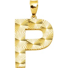 Bilezikci 14 Ayar Altın Işlemeli P Harf Kolye Ucu