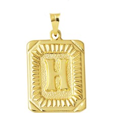 Bilezikci Kare Plakalı H Harf Kolye Ucu 14 Ayar Altın