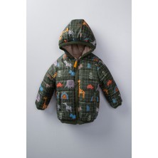 Podium Giyim Trend Özel Seri Sevimli Hayvanlar Figürlü Kışlık Çift Taraflı Kürklü Kapüşonlu Kışlık Mont