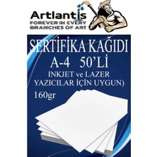 Artlantis A4 Sertifika Kağıdı Kalın 50 Adet Gramajlı Fotokopi Kağıdı 160 gr Tüm Yazıcılara Uyumlu 21X29.7 cm Kalın Baskı Kağıdı