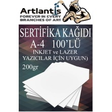 Artlantis A4 Sertifika Kağıdı Kalın 100 Adet Gramajlı Fotokopi Kağıdı 200 gr Tüm Yazıcılara Uyumlu 21X29.7 cm Kalın Baskı Kağıdı