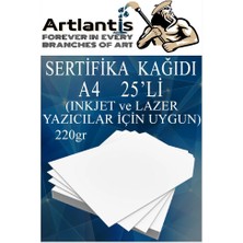 Artlantis A4 Sertifika Kağıdı Kalın 25 Adet Gramajlı Fotokopi Kağıdı 220 gr Tüm Yazıcılara Uyumlu 21X29.7 cm Kalın Baskı Kağıdı