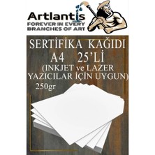 Artlantis A4 Sertifika Kağıdı Kalın 25 Adet Gramajlı Fotokopi Kağıdı 250 gr Tüm Yazıcılara Uyumlu 21X29.7 cm Kalın Baskı Kağıdı