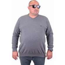 Mocgrande Büyük Beden Selanik V Yaka Classic Sweat 23201 Antrasıt