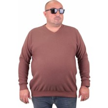 Starbattal Büyük Beden Selanik V Yaka Classic Sweat 23201 Taba