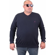Starbattal Büyük Beden Selanik V Yaka Classic Sweat 23201 Lacıvert