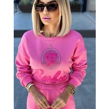 5096 Önü Taşlı Barbie Sweat Pembe