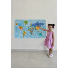 Lila Fil Türkçe Eğitici Ülke ve Başkent Detaylı Atlası Dünya Haritası Duvar Sticker  3831 x L